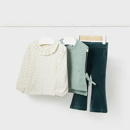 Conjunto chaleco tres piezas bebé niña - Mayoral