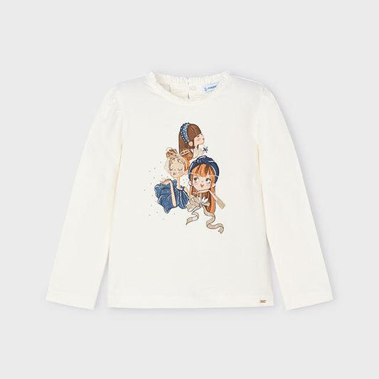 Camiseta volante cuello niña Mayoral