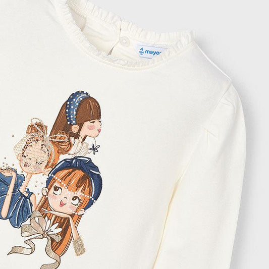 Camiseta volante cuello niña Mayoral