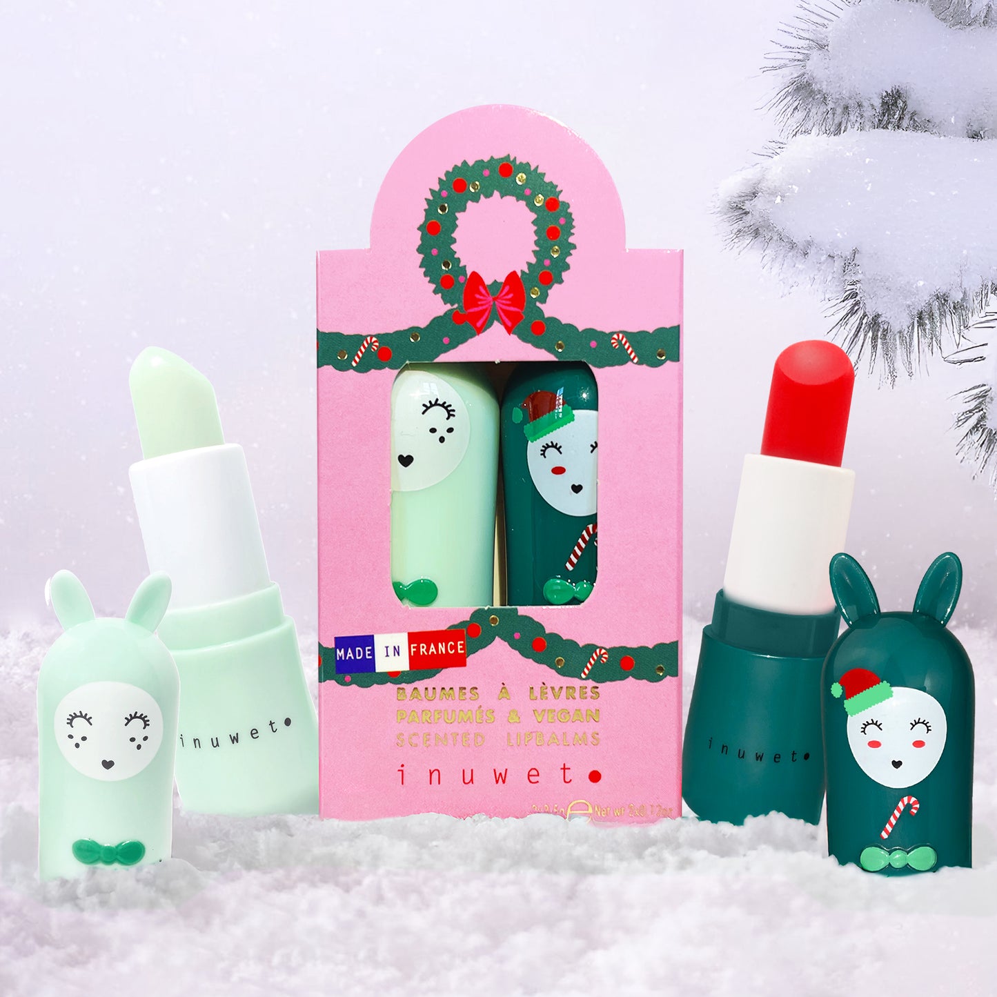 Caja regalo Lazo Navidad con 2 labiales - Inuwet