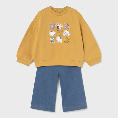 Conjunto pantalón y sudadera mostaza - Mayoral