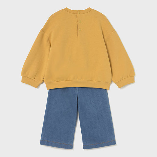 Conjunto pantalón y sudadera mostaza - Mayoral