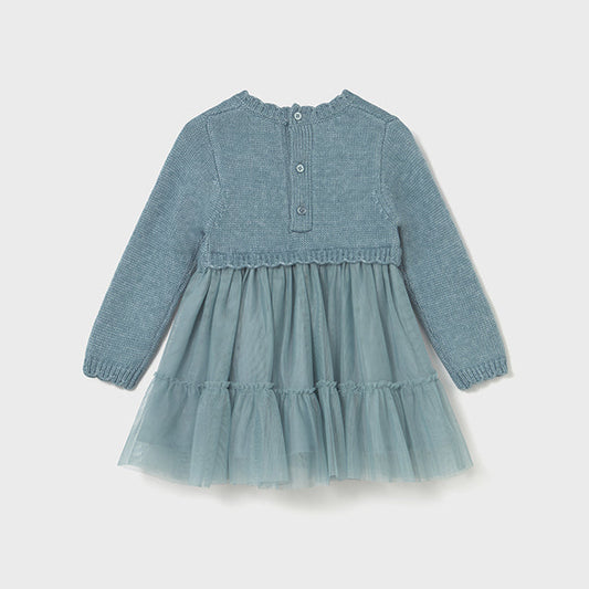 Vestido combinado tricot azul - Mayoral
