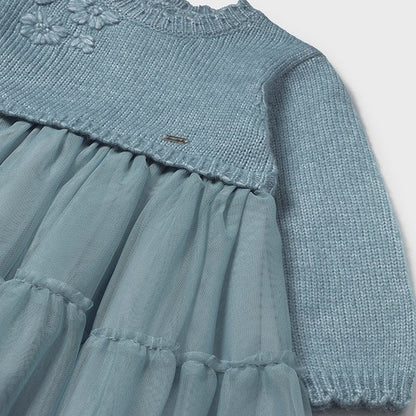 Vestido combinado tricot azul - Mayoral