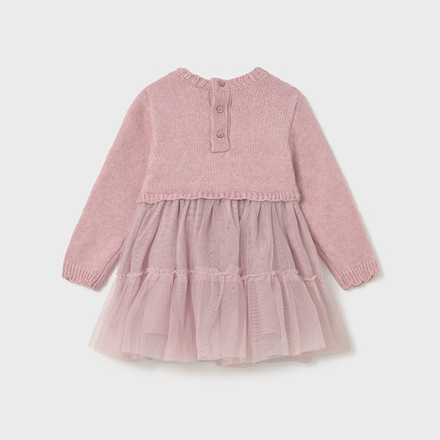 Vestido combinado tricot rosa - Mayoral