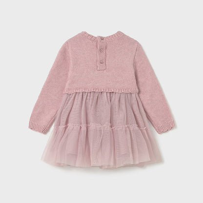 Vestido combinado tricot rosa - Mayoral