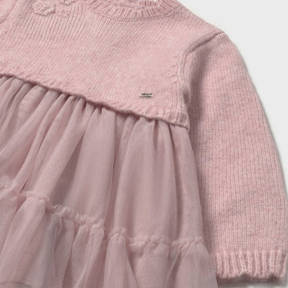 Vestido combinado tricot rosa - Mayoral