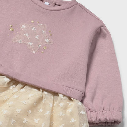 Vestido combinado tul estrella rosa - Mayoral