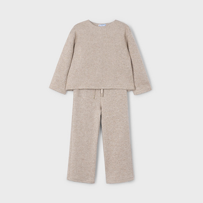 Conjunto pantalón y jersey glitter beige - Mayoral
