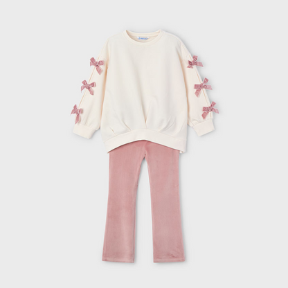 Conjunto legging y sudadera lazos rosa - Mayoral