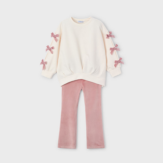 Conjunto legging y sudadera lazos rosa - Mayoral