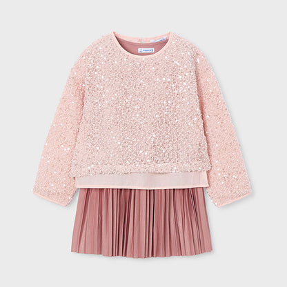 Vestido combinado lentejuelas rosa - Mayoral