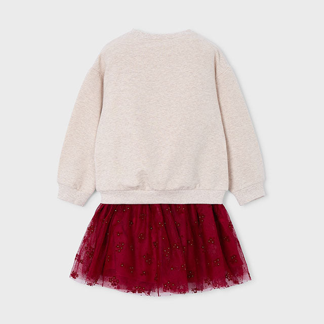 Conjunto falda tul y sudadera flor rojo - Mayoral