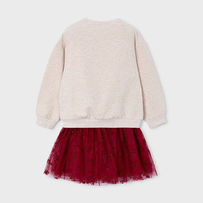 Conjunto falda tul y sudadera flor rojo - Mayoral