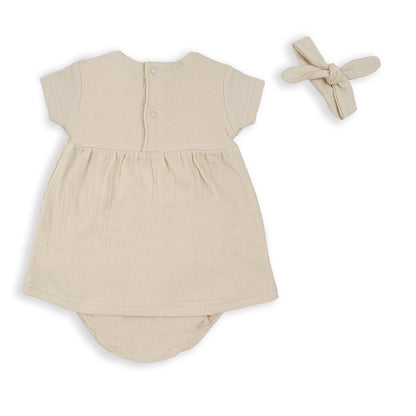 Vestido 3 piezas Palomita Beige - BabyBol