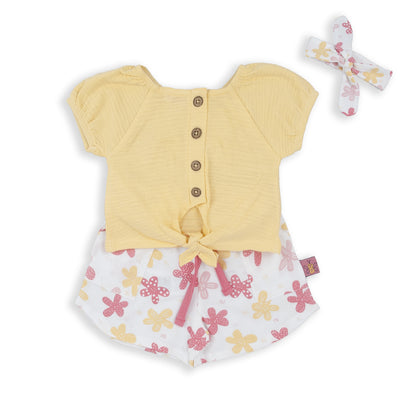 Conjunto 2 piezas y coletero flowers amarillo - BabyBol