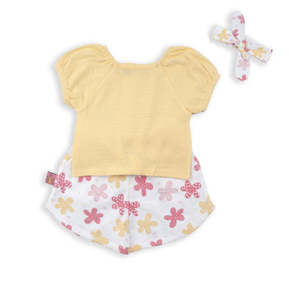 Conjunto 2 piezas y coletero flowers amarillo - BabyBol