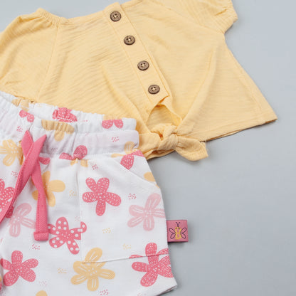 Conjunto 2 piezas y coletero flowers amarillo - BabyBol