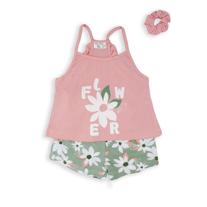 Conjunto 2 piezas y coletero flowers - BabyBol