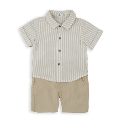 Conjunto camisa rayas beige - BabyBol