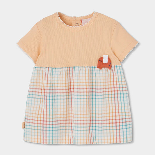 Vestido punto combinado elefante beige - Boboli