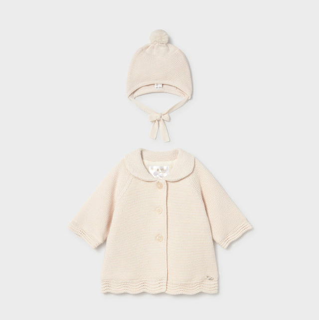 Abrigo tricot con gorro Cerámica - Mayoral