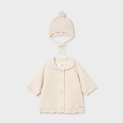 Abrigo tricot con gorro Cerámica - Mayoral