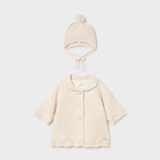 Abrigo tricot con gorro Cerámica - Mayoral