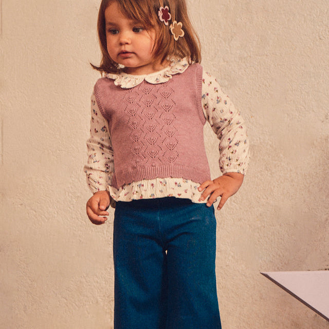 Conjunto pantalón con blusa y chaleco Violeta - Mayoral