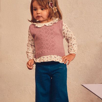 Conjunto pantalón con blusa y chaleco Violeta - Mayoral