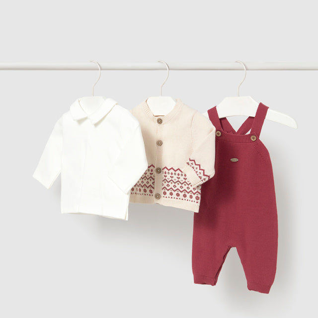 Conjunto 3 piezas Peto Tricot Ciruela - Mayoral