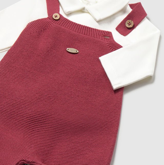 Conjunto 3 piezas Peto Tricot Ciruela - Mayoral