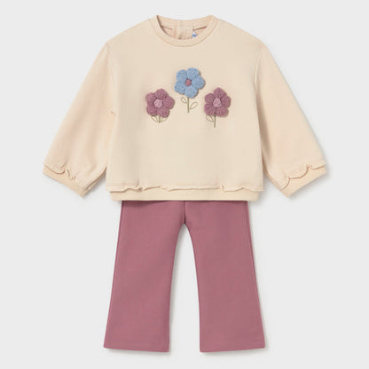 Conjunto sudadera y pantalón Flowers Rosa - Mayoral
