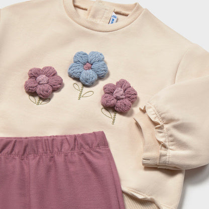 Conjunto sudadera y pantalón Flowers Rosa - Mayoral