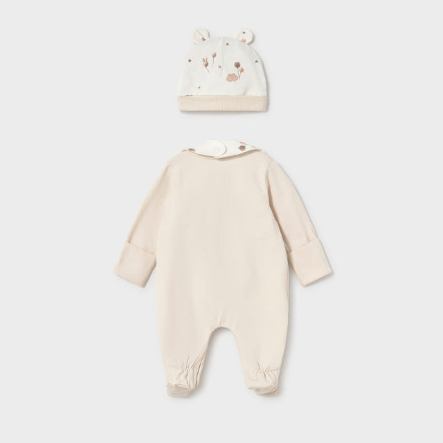 Set de pelele, gorro y babero Ositos Beige - Mayoral