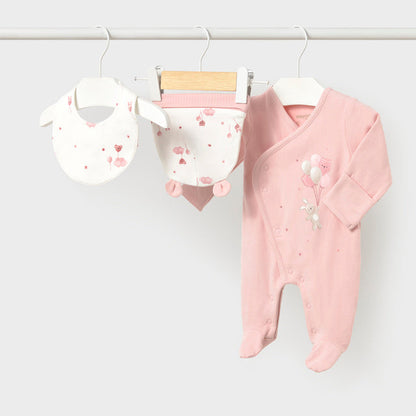 Set de pelele, gorro y babero Ositos Rosa - Mayoral