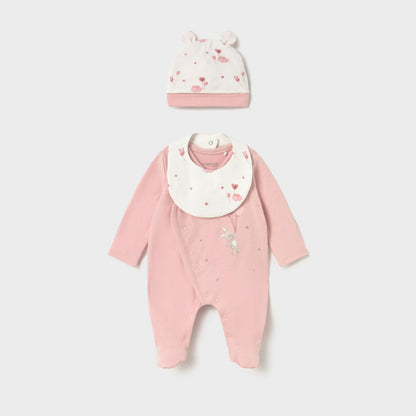 Set de pelele, gorro y babero Ositos Rosa - Mayoral