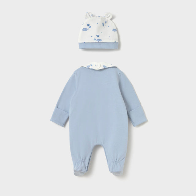 Set de pelele, gorro y babero Ositos Celeste - Mayoral