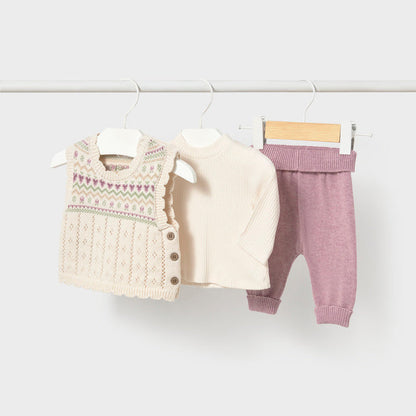 Conjunto leggings y chaleco tricot Malva - Mayoral