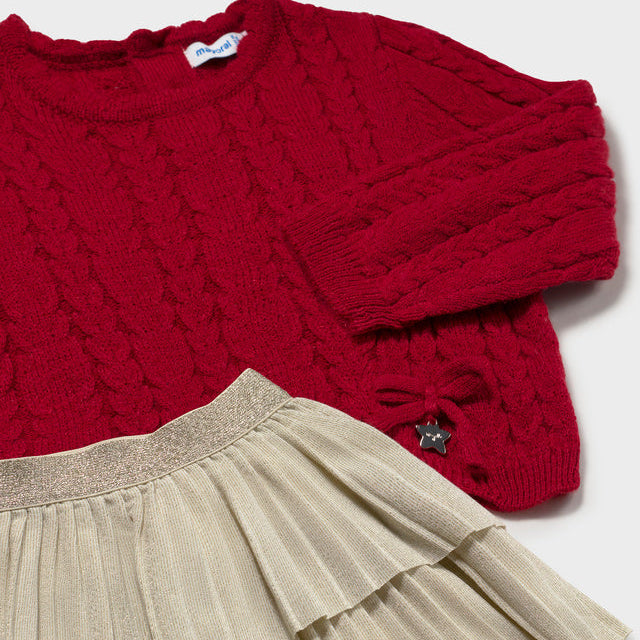 Conjunto falda volantes y jersey Rojo - Mayoral