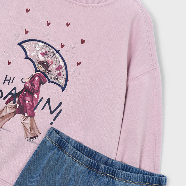 Conjunto legging y sudadera Rosa Rain - Mayoral