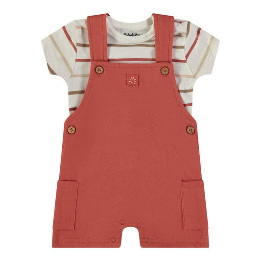 Conjunto peto teja con camiseta de rayas - BabyBol