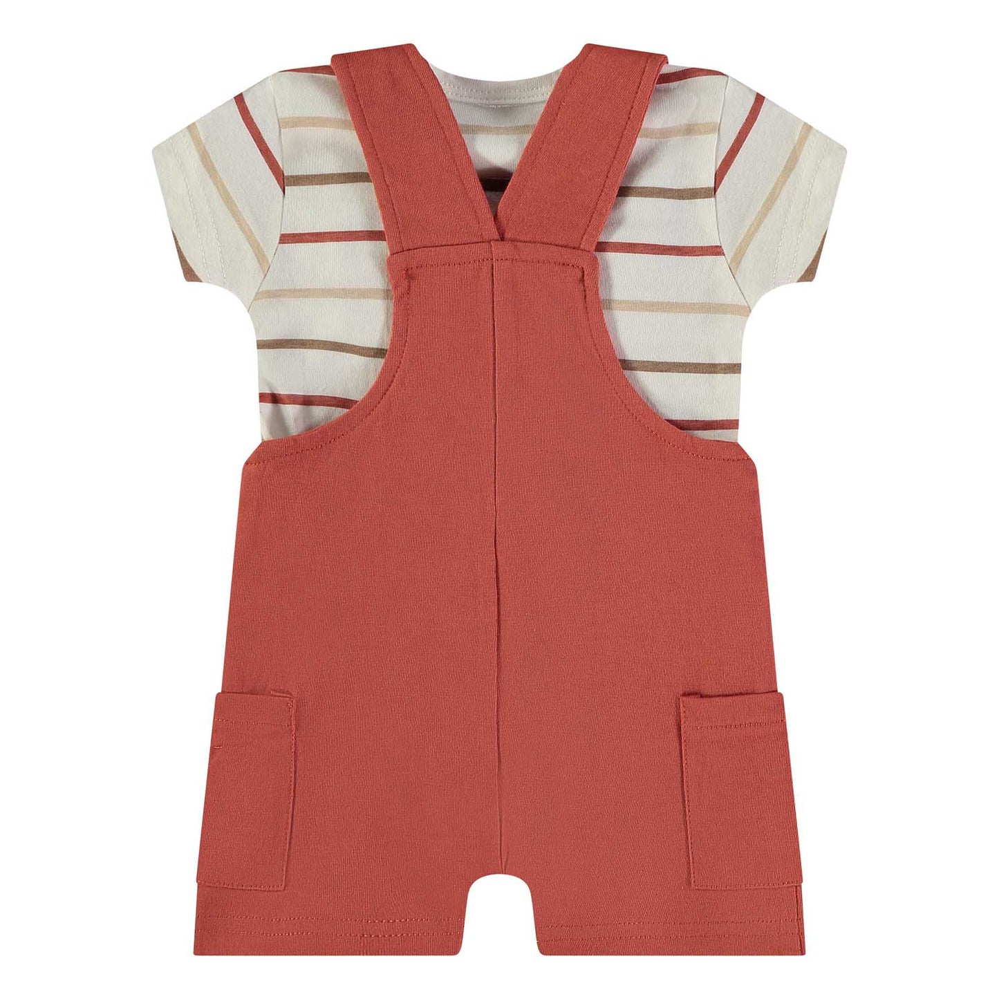 Conjunto peto teja con camiseta de rayas - BabyBol
