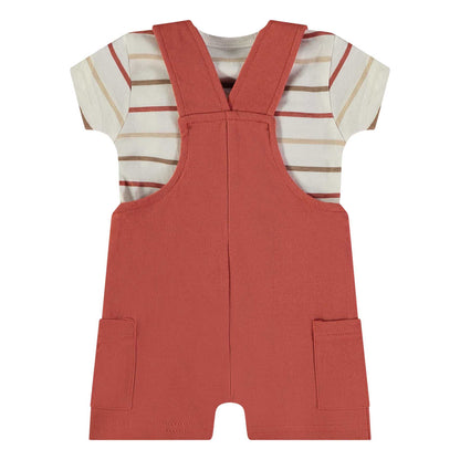 Conjunto peto teja con camiseta de rayas - BabyBol