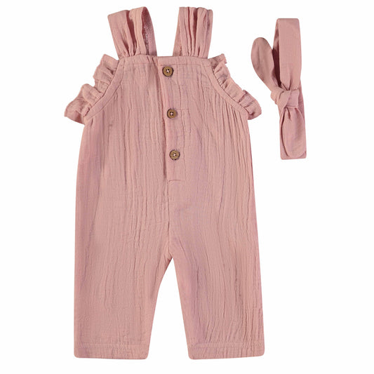 Peto niña rosa con volante y diadema - BabyBol