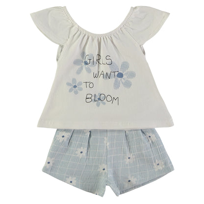 Conjunto niña camiseta y short Flores - BabyBol