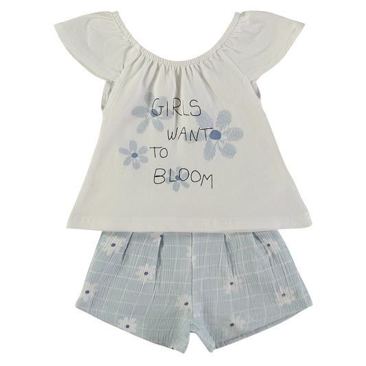 Conjunto niña camiseta y short Flores - BabyBol
