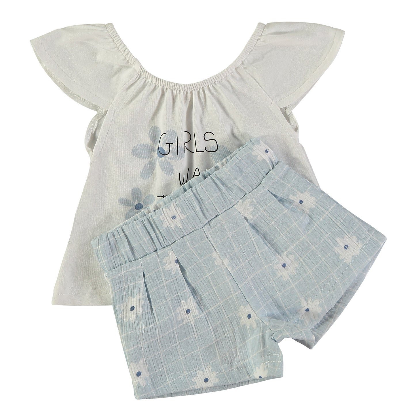 Conjunto niña camiseta y short Flores - BabyBol