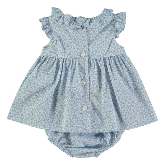 Vestido bebé niña estampado flores azul - BabyBol