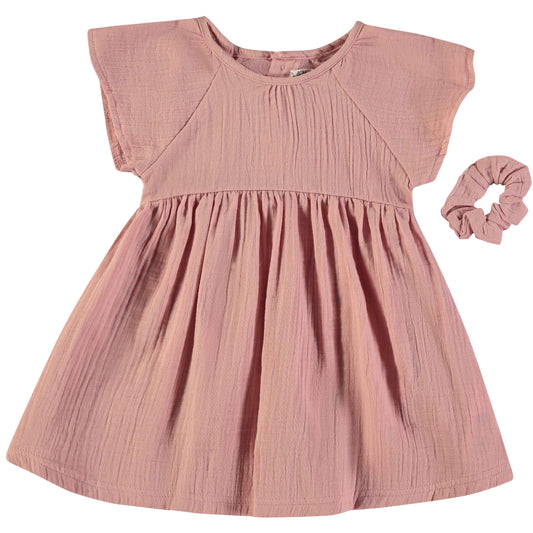 Vestido niña Rosa con coletero - BabyBol